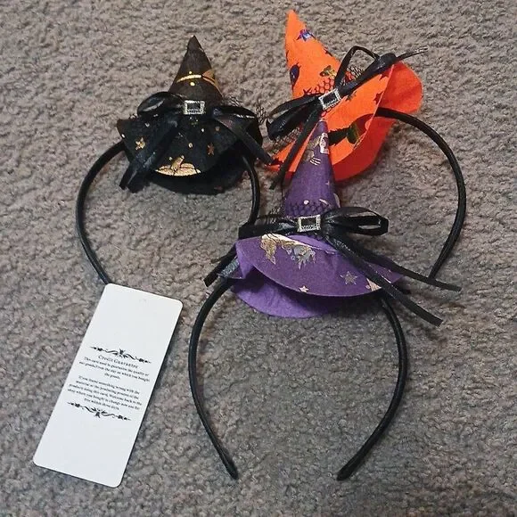 Halloween witches headbands for girls or women purple black orange NEW