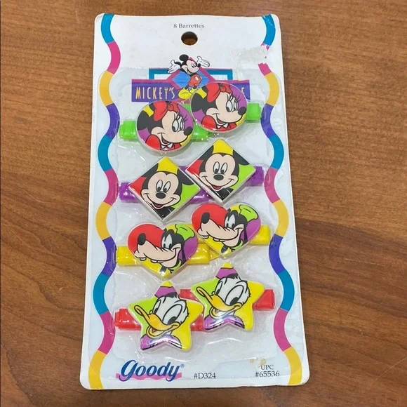 NWOT Vintage Goody Mickey Mouse Kids Hair Barrettes 1993