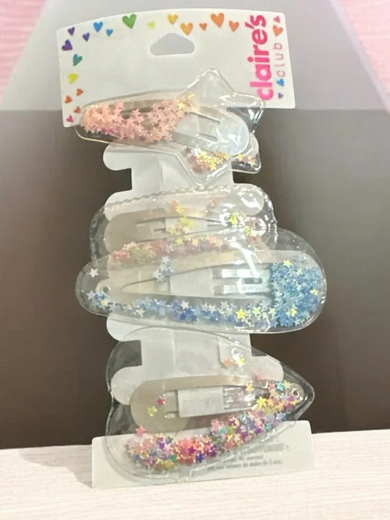 Claire's Glitter Star Hair Clips - Pink, Blue, Multicolor 1062