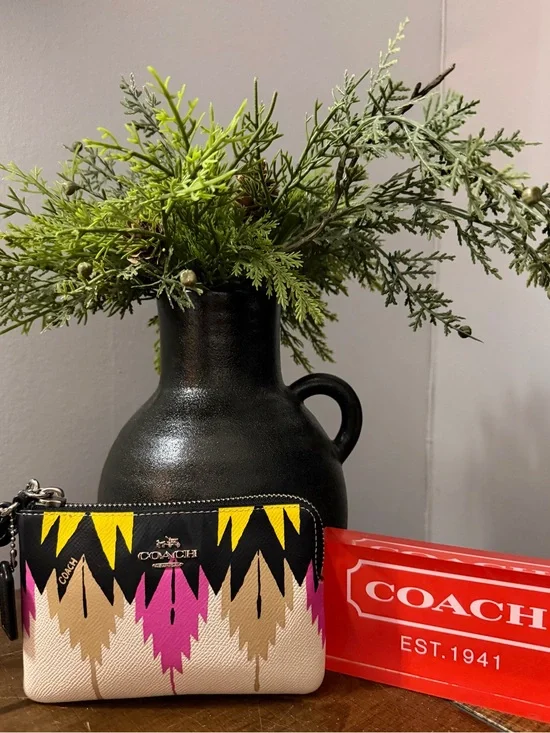 Coach Hawk Feather Design Wristlet