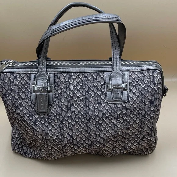 Coach Metallic Pewter Signature Satchel has G1393-F26037 Unique Coach Bag