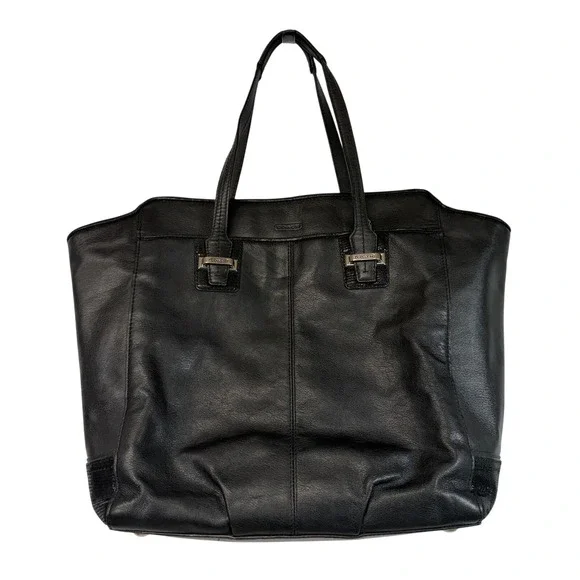 Coach Black Leather‎ Tote Bag Designer Handbag Purse Carryall Business