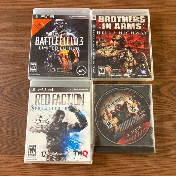 Sony PS3 Video Game Lot 4 Games Battlefield Brothers Arms Red Faction Saints Row