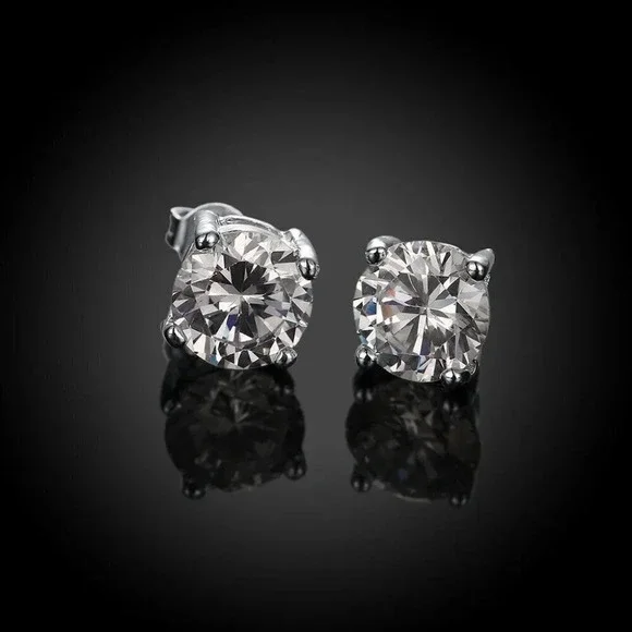 8MM S925 Sterling Silver CZ Stud Earrings for Women/Girl, US19251018