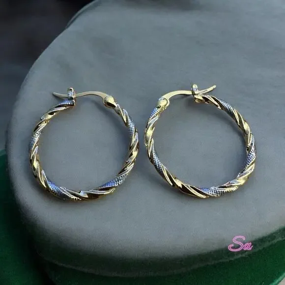 Elegant Gold and Silver Hoop Earrings