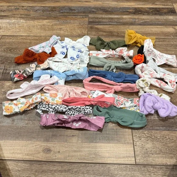 Baby Girl Headbands Lot Assorted Prints Bows Knot‎ Stretch Fabric Soft Cute