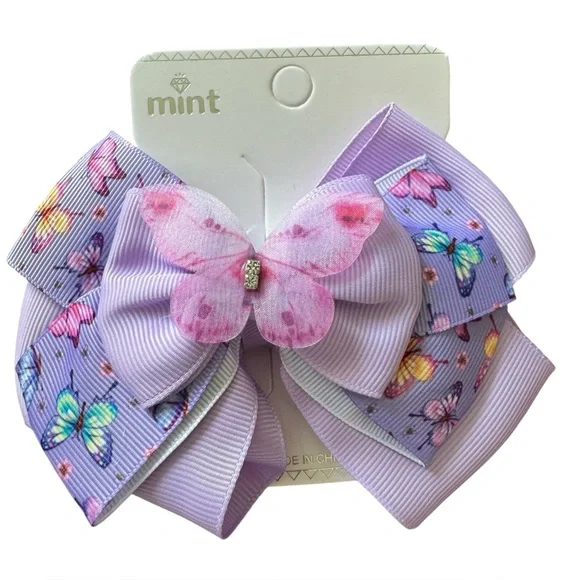 Mint Purple Butterfly Large 4” Bow Hair Clip NWT 3/$15✨