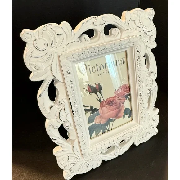 Victoriana 4x6 Picture Frame White Ornate Scroll Shabby Chic Victorian NEW