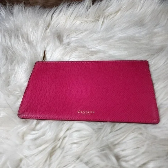 Coach Hot Pink Leather Zip Pouch
