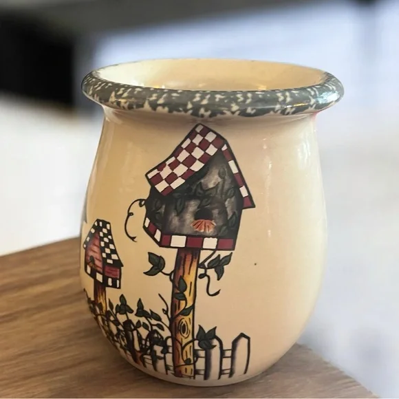 EUC~ 2000 Home & Garden Party Stoneware Birdhouse Utensil Holder USA Vintage