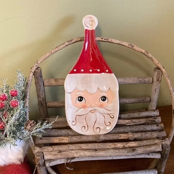 JOHANNA PARKER VINTAGE LOOKING SANTA CHRISTMAS SPOON REST