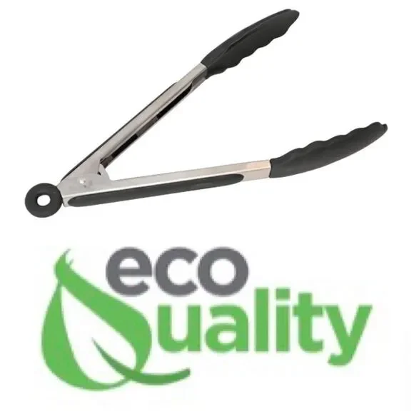 ECO QUALITY - NWT Set of 4 Stainless Steel Kitchen Tongs. 8” w/Silicone Tips