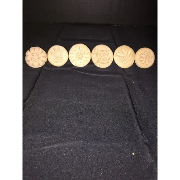 Lot Of 6 Vintage Handcrafted Hand Carved Cookie Design Stampers