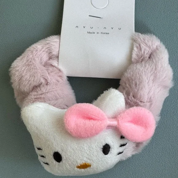 Pink and White Kids Plushie Hello Kitty Scrunchie