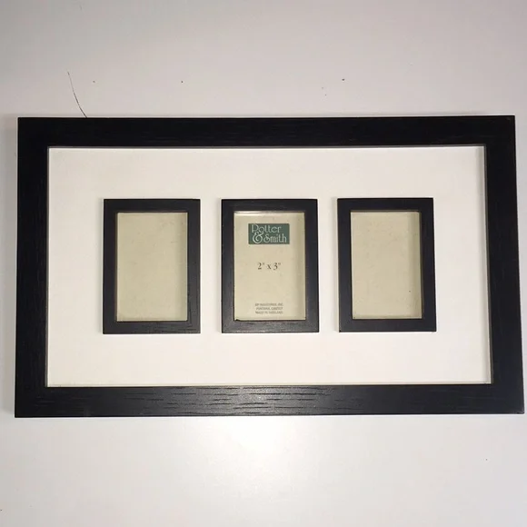 Three picture black wood frame -vintage