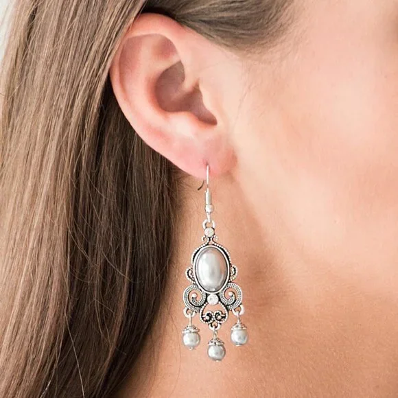 Paparazzi Jewelry Accessories - I Better Get GLOWING - Silver Earrings - Vintage