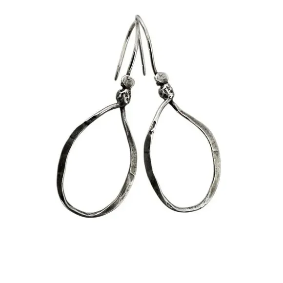 Silpada W1551 Retired Sterling Silver Lasso Hammered Hook Drop/Dangle Earrings