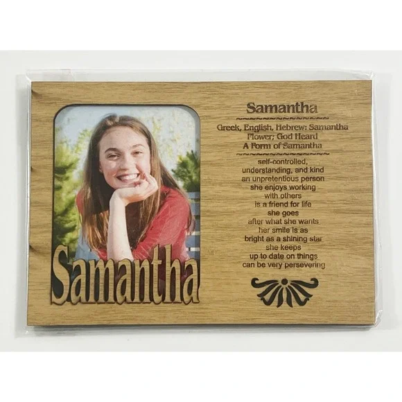 SAMANTHA Personalized Name Profile Laser Engraved Wood Picture Frame Magnet‎
