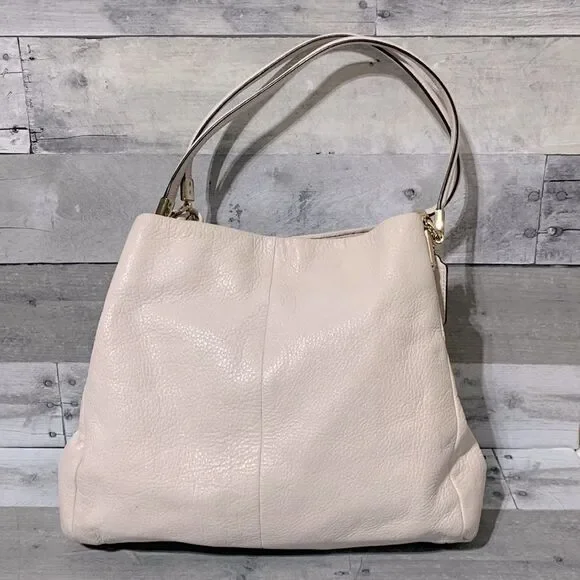 Coach‎ Madison Leather Phoebe Satchel Cream