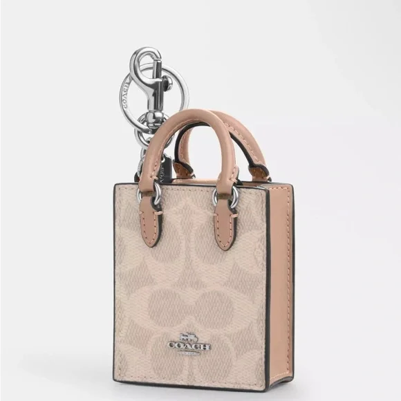 Coach Signature Beige Mini Bag Charm