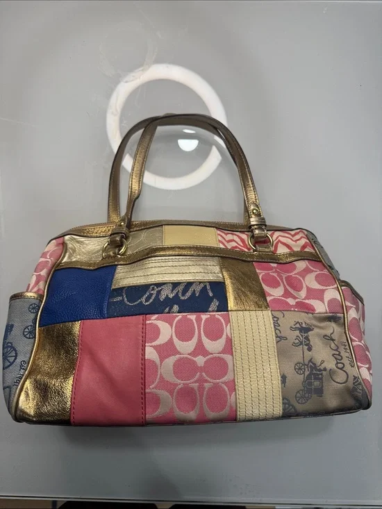 Coach Vintage Y2K-era Coach Signature Patchwork bowler bag in multi-color