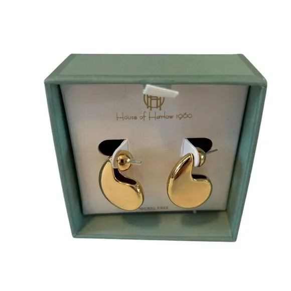 House of Harlow 1960 Stylish & Sophisticated Gold Tone Earrings.