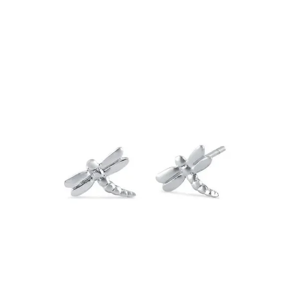 925 Sterling Silver Dragonfly Dainty Stud Earrings New