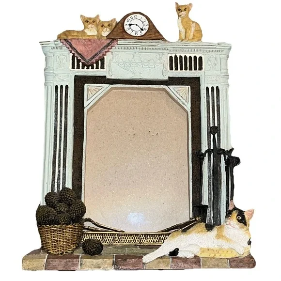 Hand Painted Cat Themed Frame Decor Animal Home Hearth Architectural Pillars