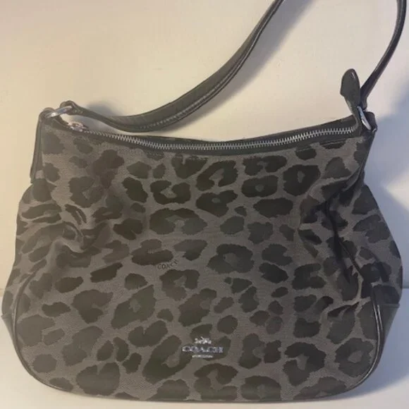 Coach Black animal print medium purse