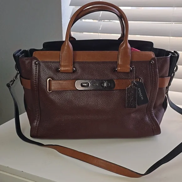 Coach Two-Tone Leather Tote