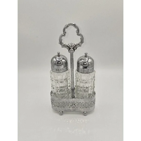 Vintage‎ Chromium Plate Salt & Pepper Shaker Set England