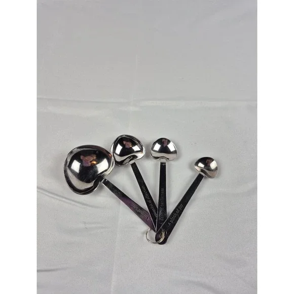 Heart Shaped Measuring Spoons Set of 4 Stainless Steel Love Quote Kitchen