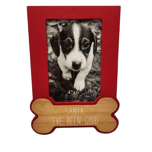 Christmas Wooden Dog Picture Frame