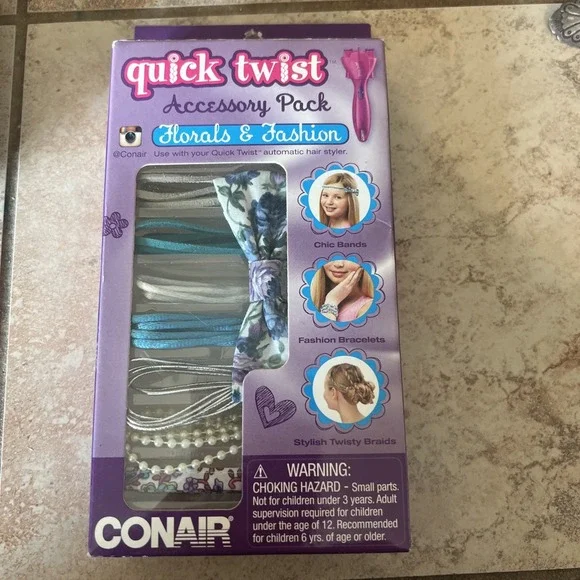 2015 Conair Quick‎ Twist Hair Accessory Pack Florals & Fashion Kids Blue Purple