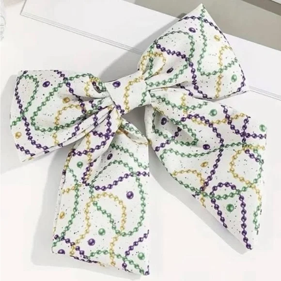 Source Unknown Multicolor Beaded Pattern Hair‎ Bow