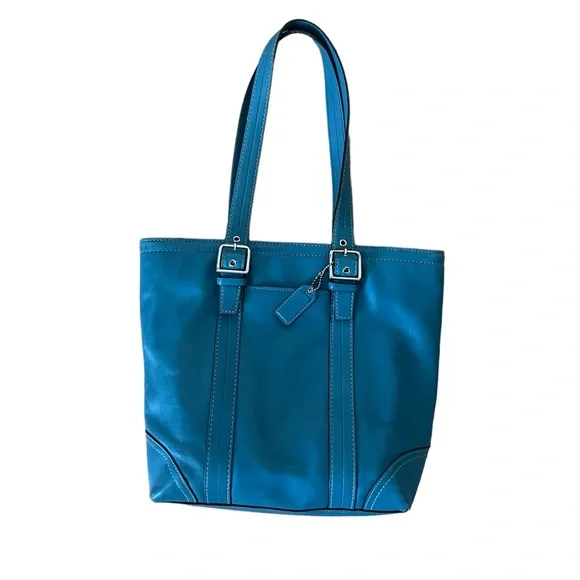 Teal blue leather 2008 coach bag