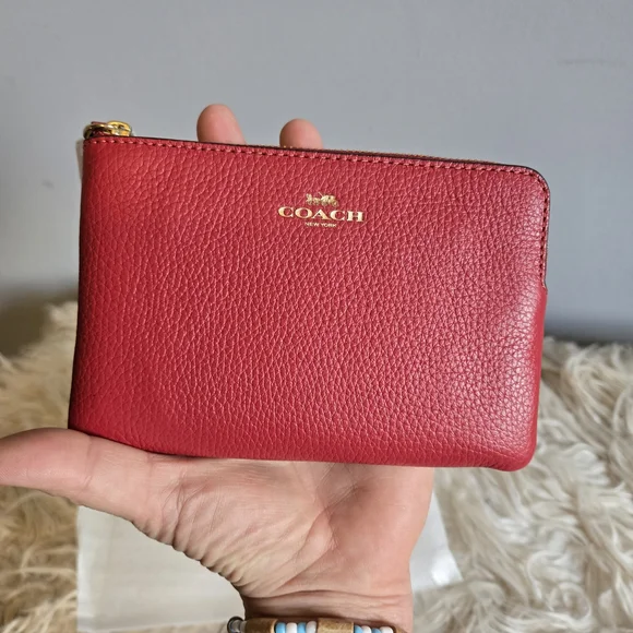 Coach Blush Pink Leather Wristlet Pouch