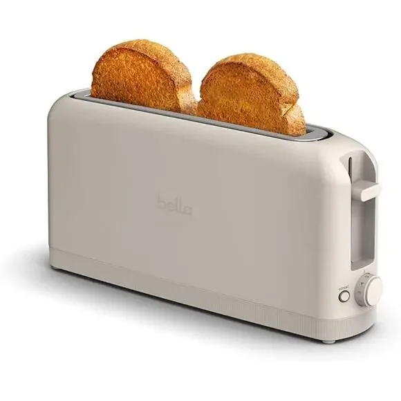 Bella 2 Slice Slim Toaster Oatmilk Fits Anywhere Kitchen 6 Shade Settings