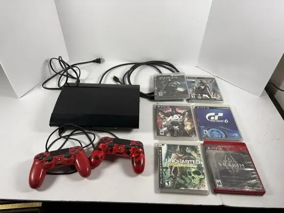Sony PS3 Super Slim Console Bundle 2 Controllers 6 Games HDMI One Bad Pad