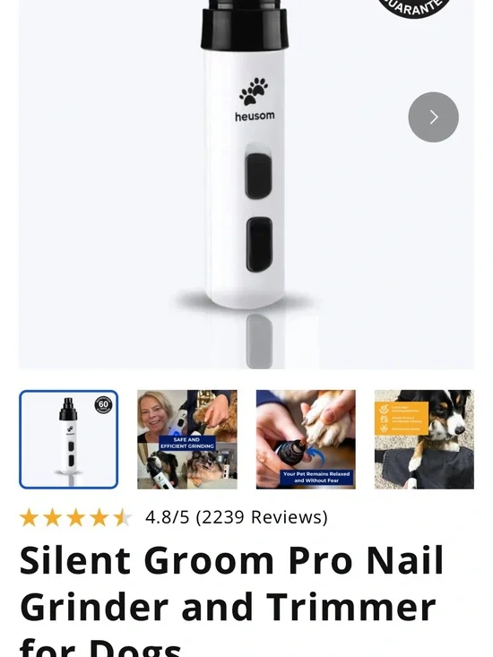 Heusom White Silent Groom Pro Nail Grinder & Trimmer for Men Grooming