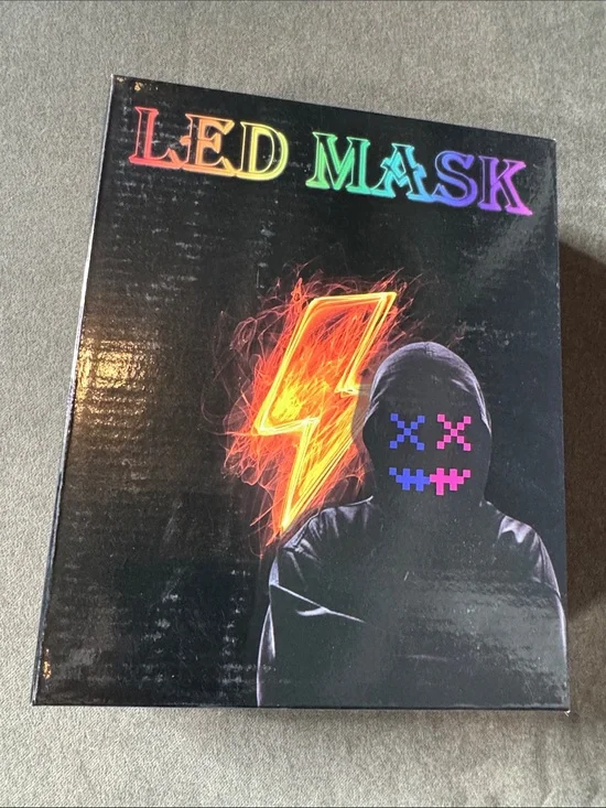 LED Light Up Face Mask with Gesture Sensing Halloween Party Rechargeable NEW