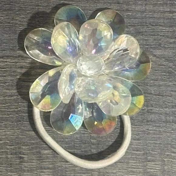 💞 Large Clear Plastic Crystal Flower Hair Band