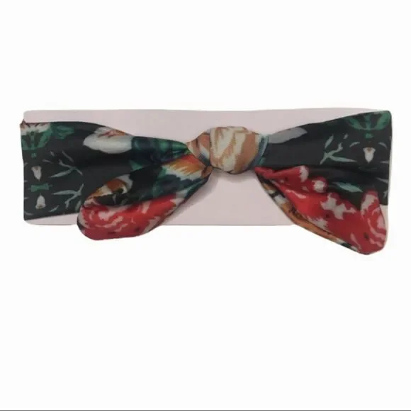 BABY Girls Tie Knot Black Floral Print Headband