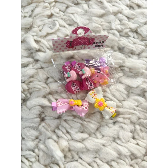 Girls Unbranded Hair Accessories Set Pink Yellow mini Bows Clips
