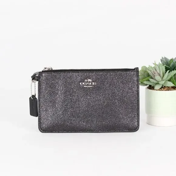 Coach Slim Black Glitter Wristlet