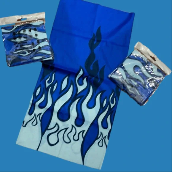 New set/3 blue flame long neck gaiters