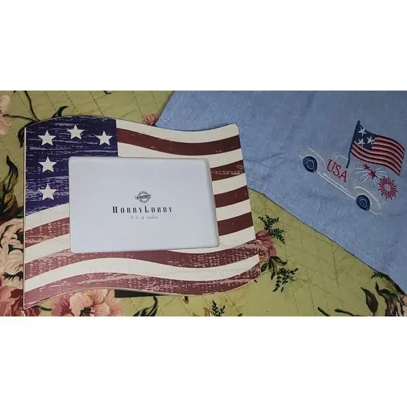 US Flag Patriotic picture frame July 4th decor American