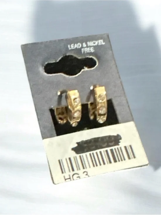 Gold Tone Hoop Earrings with Accented Stones 1149