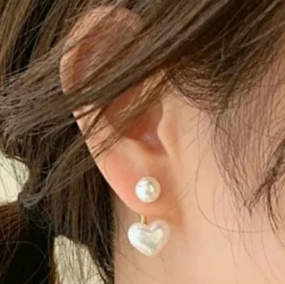 Pearl Heart Earrings