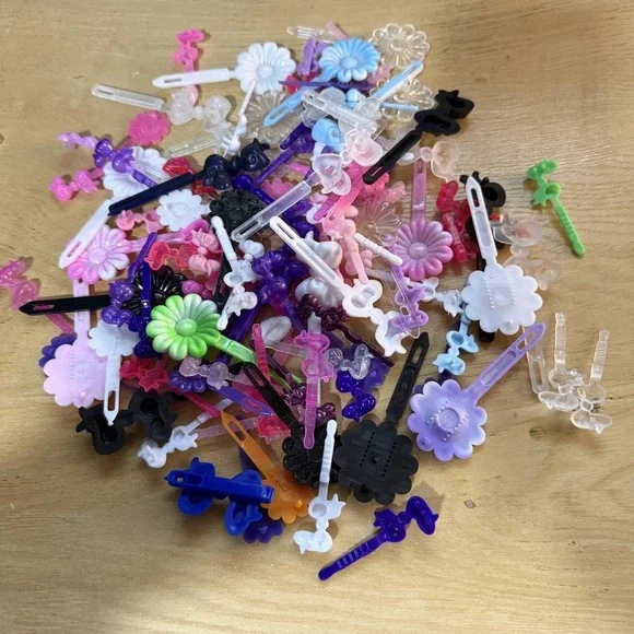 Vintage 80's 90's Hair Clips Barrettes Plastic Flowers Bows Lot of ~100